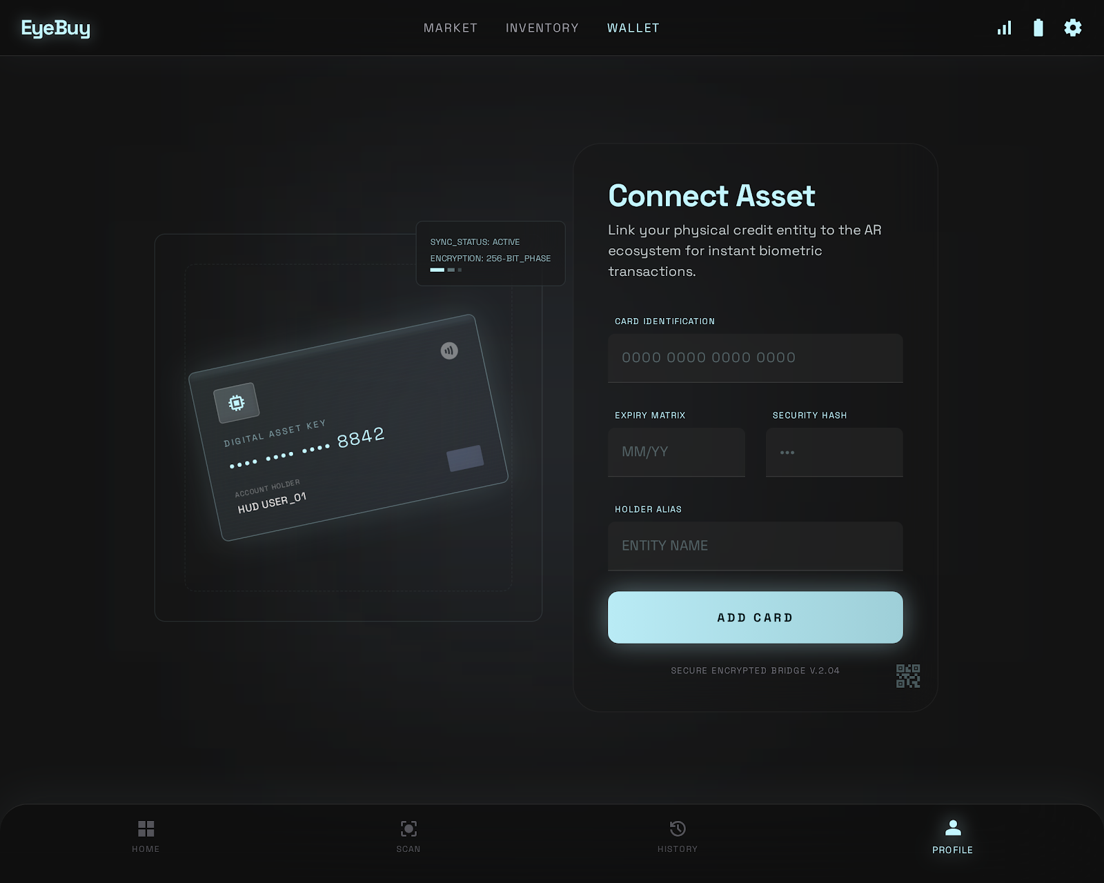 EyeBuy Payment Setup Screen