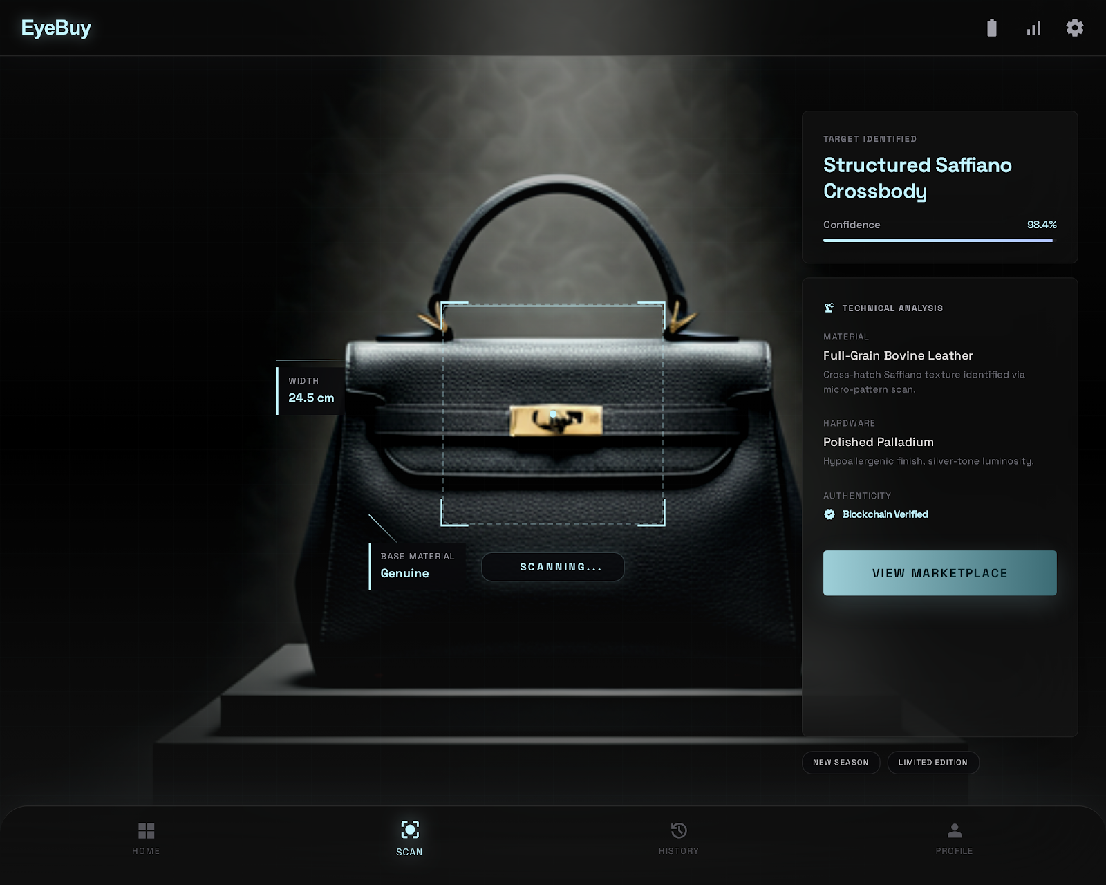 EyeBuy Live Scanning Screen