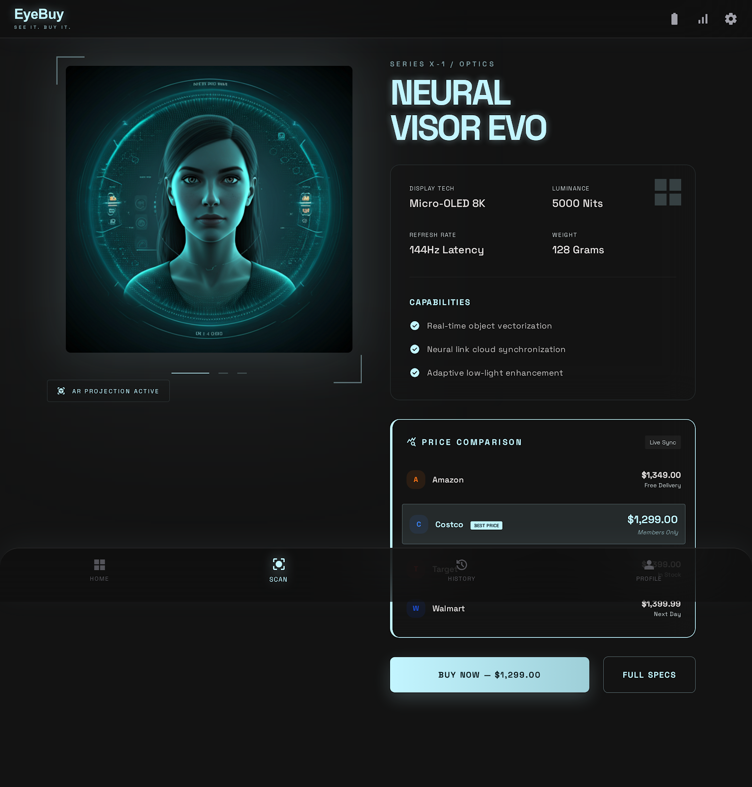 EyeBuy Product Detail Screen